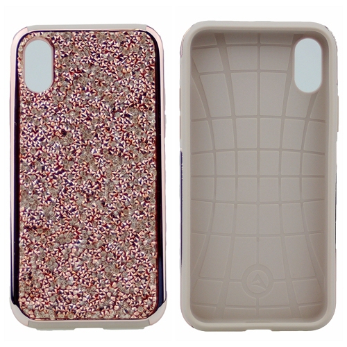 Iphone XS Max Shinny Dual Layer Hybrid Case, Rose Gold