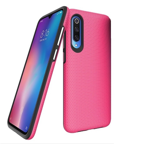 Galaxy A70 Triangle Designed Dual Layer Hybrid Case, Pink
