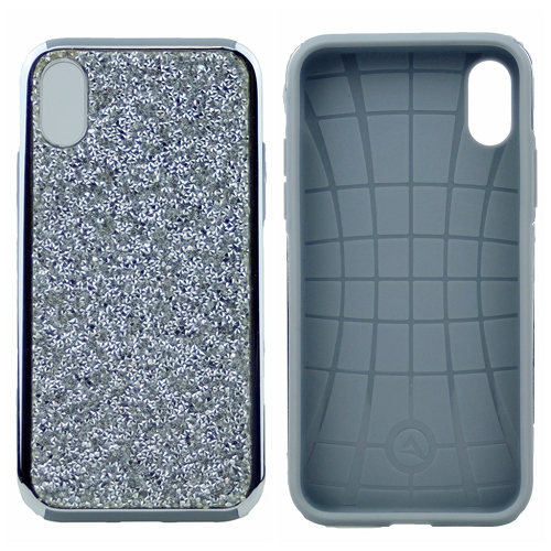 Iphone XS Max Shinny Dual Layer Hybrid Case, Silver