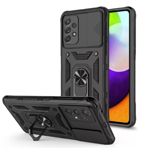 TopSave Housse pour appareil photo et béquille de protection antichoc avec support magnétique pour voiture pour Samsung Galaxy A53 5G, noir