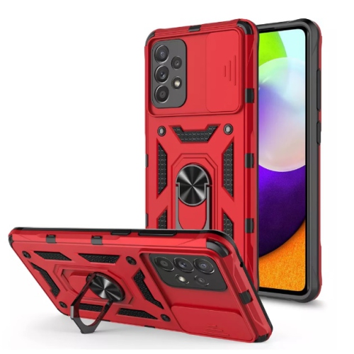 TopSave Housse pour appareil photo et béquille de protection antichoc avec support magnétique pour voiture pour Samsung Galaxy A53 5G, rouge