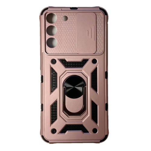 TopSave Housse pour appareil photo et béquille de protection antichoc avec support magnétique pour voiture pour Samsung Galaxy S22 Plus 6.6", or rose