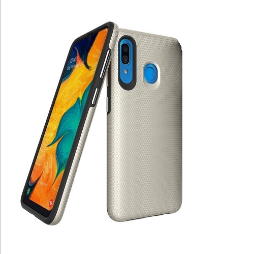 Galaxy A20 Triangle Designed Dual Layer Hybrid Case, Gold