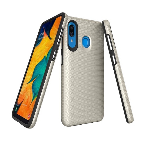 Galaxy A20 Triangle Designed Dual Layer Hybrid Case, Gold