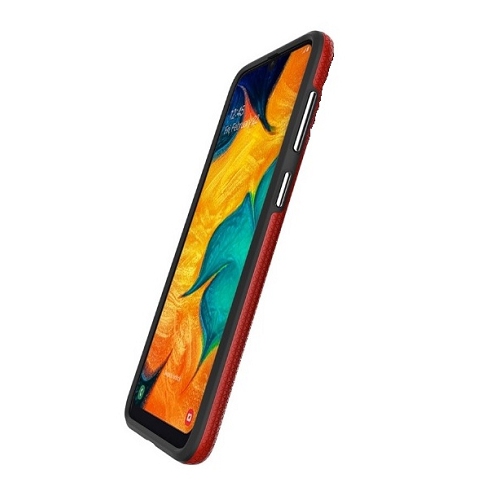 Coque hybride double couche conçue pour Samsung A20, rouge