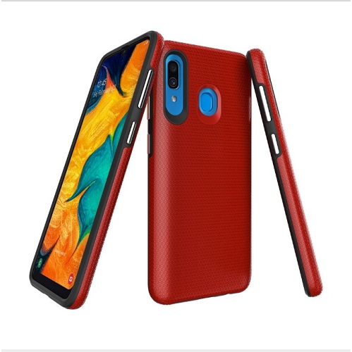 Coque hybride double couche conçue pour Samsung A20, rouge