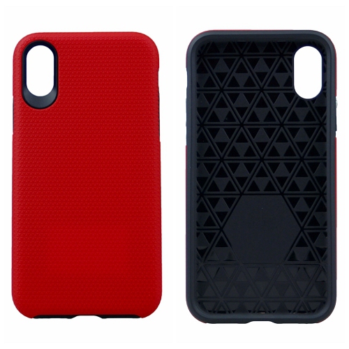 Iphone XR Triangle Designed Dual Layer Hybrid Case, Red
