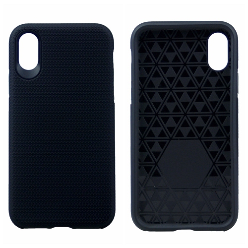 Iphone XS Max Triangle Designed Dual Layer Hybrid Case, Black