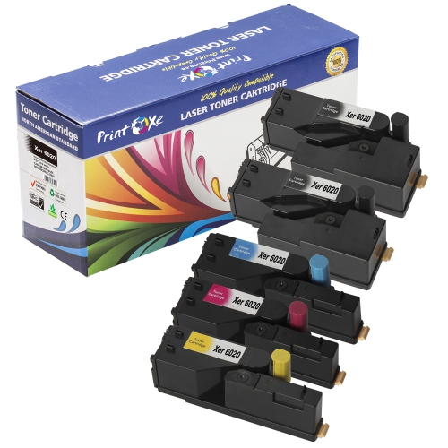 PRINTOXE® 6020 / 6022 / 6025 / 6027 Compatible 5 Toners for Xerox Complete Set + BK ; 2 BK, Cyan Magenta, & Yellow
