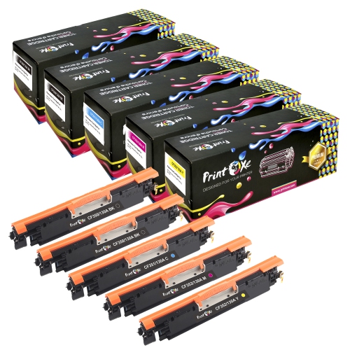 PRINTOXE® 130A Compatible with HP - Set + BK = 5 Toner Cartridges ; 2 Black CF350A , Cyan CF351A , Yellow CF352A & Magenta CF353A for LaserJet Pro
