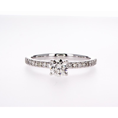 14K Bridal Engagement Round-Cut 0.68Ctw Diamond Ring- Size 5