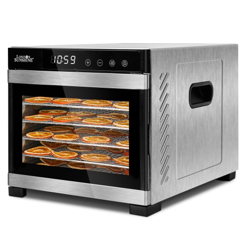 London Sunshine® Premium Stainless Steel Food Dehydrator - Double Wall SS Structured with Glass Window - 6 Trays