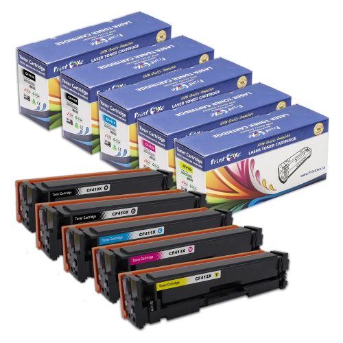 PRINTOXE® CF410X CF411X CF412X CF413X Compatible with HP Set + Black of 5 Toner Cartridges For Jet Pro M452dw 452dn 452nw MFP M377dw M477fnw M477fdn