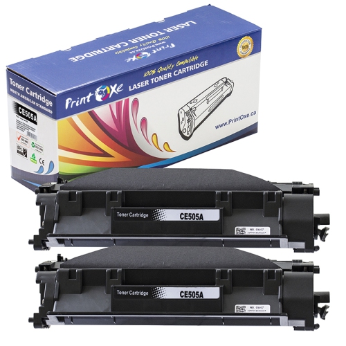 HP Compatible 2 PK Laser Toners for 05A Black CE505A Each Deliver 2,300 Page Yield