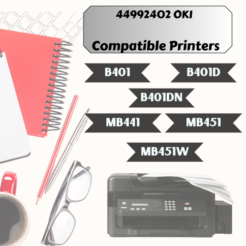 OKI Data Compatible 2 Toner Cartridges for OKI B401 High Yield 44992402 of 2,500 Pages Per Toner for B401d / B401dn / MB441 / MB451 / MB451W