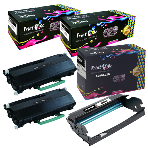 PRINTOXE® E260X22G / E260A11A Lexmark Compatible 3 Packs; 2 Toners E260 & 1 Drum DR260 for E260 E260D E260DN E360 E360D E360DN E460 E460DN E460DTN