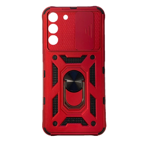 TopSave Housse pour appareil photo et béquille de protection antichoc avec support magnétique pour voiture pour Samsung Galaxy S22 6.1", rouge