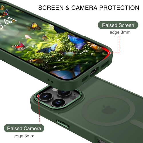 TopSave Strong Magnetic Compatible with MagSafe, Translucent Matte Slim Protective Case with Raised Camera Lens and Metallic Trim For iPhone 16 Pro,