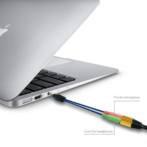 2PCS Headset Splitter Cable for PC PS4 Mac 3.5mm Jack Headphones Adapter Convertors w/Mic