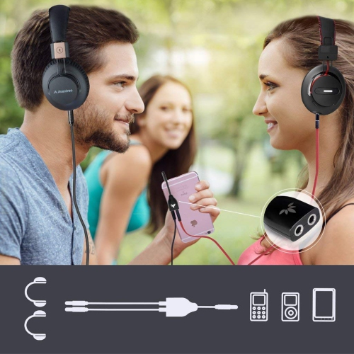 Répartiteur à deux voies de 3,5 mm pour prise pour écouteurs, écouteurs stéréo auxiliaires, câble adaptateur audio y pour écouteurs