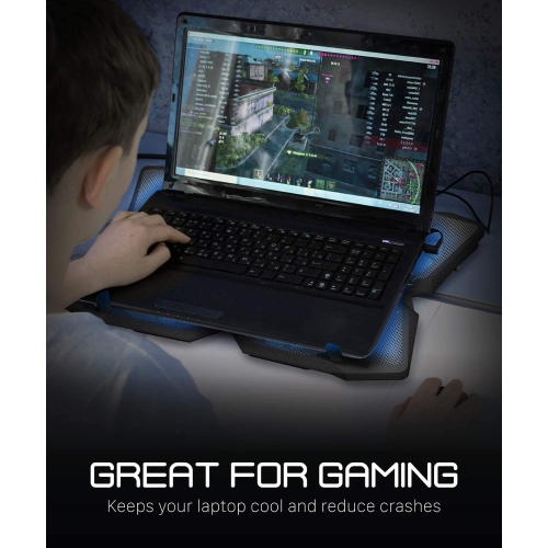 4 Fan Cooling Pad for 13" to 17-inch Gaming Laptop PS4 MacBook Pro, 1200 RPM Max 75CFM Air Flow, USB Powered Quiet Cooler Fan Portable Stand with