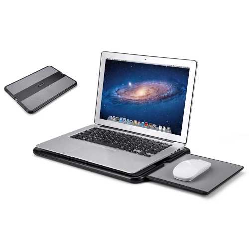 Portable Laptop Lap Desk W Retractable Left Right Mouse Pad Tray W