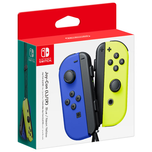 Manettes gauche et droite Joy-Con pour Nintendo Switch - Bleu - Jaune néon