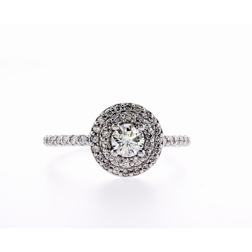 MYDIAMOND  14K Double Halo Bridal Engagement 0.65Ctw Diamond Ring- Size 5 In Multicolor