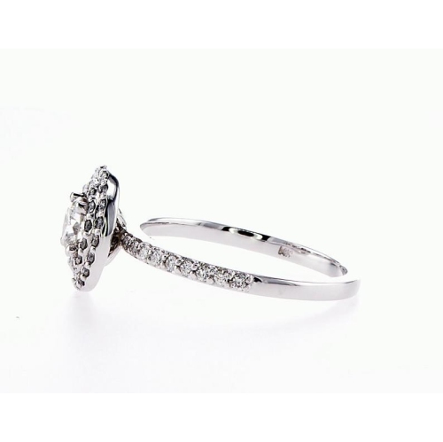 14K Double Halo Bridal Engagement 0.65Ctw Diamond Ring- Size 6