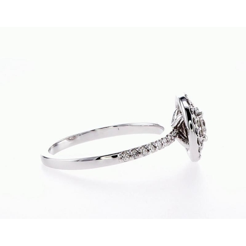 14K Double Halo Bridal Engagement 0.65Ctw Diamond Ring- Size 6