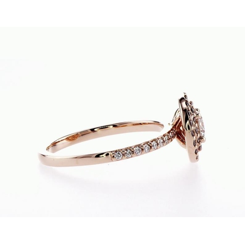 14K Double Halo Bridal Engagement 0.65Ctw Diamond Ring- Size 6