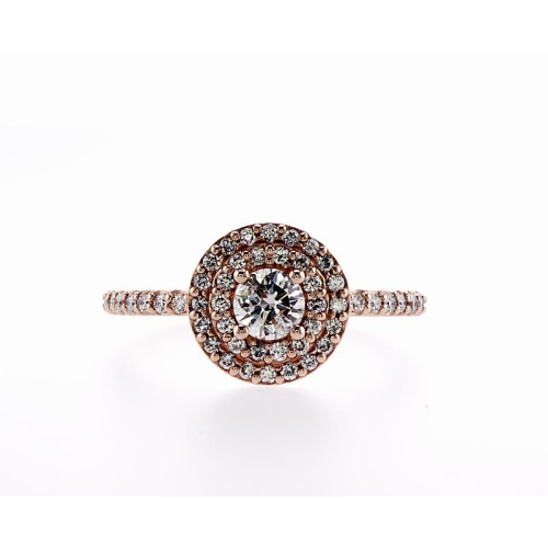 MYDIAMOND  14K Double Halo Bridal Engagement 0.65Ctw Diamond Ring- Size 8 In Multicolor