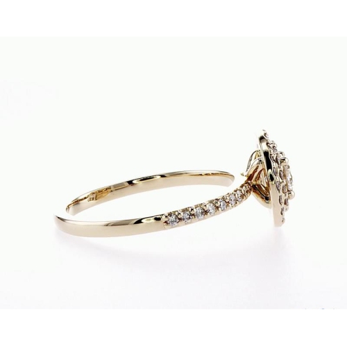 14K Double Halo Bridal Engagement 0.65Ctw Diamond Ring- Size 6