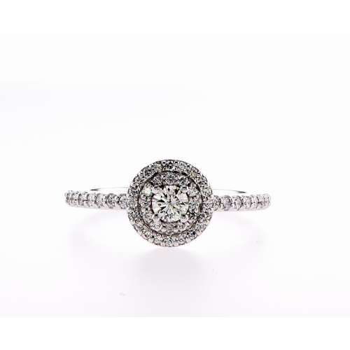 MYDIAMOND  14K Double Halo Bridal Engagement 0.46Ctw Diamond Ring- Size 8 In Multicolor
