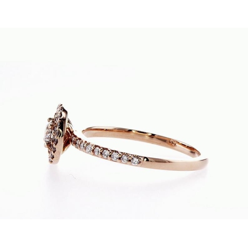 14K Double Halo Bridal Engagement 0.46Ctw Diamond Ring- Size 6