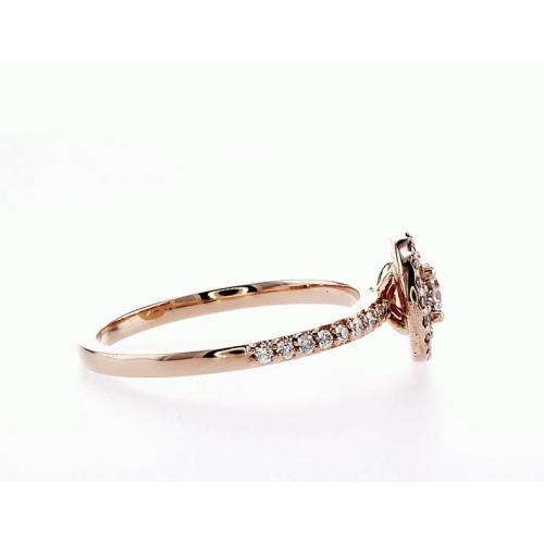 14K Double Halo Bridal Engagement 0.46Ctw Diamond Ring- Size 6