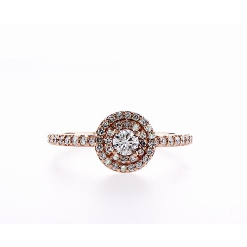 MYDIAMOND  14K Double Halo Bridal Engagement 0.46Ctw Diamond Ring- Size 8 In Multicolor