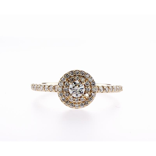 14K Double Halo Bridal Engagement 0.46Ctw Diamond Ring- Size 6
