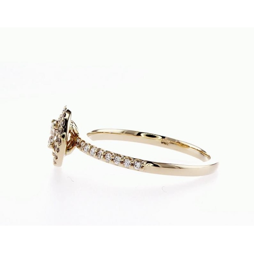 14K Double Halo Bridal Engagement 0.46Ctw Diamond Ring- Size 6