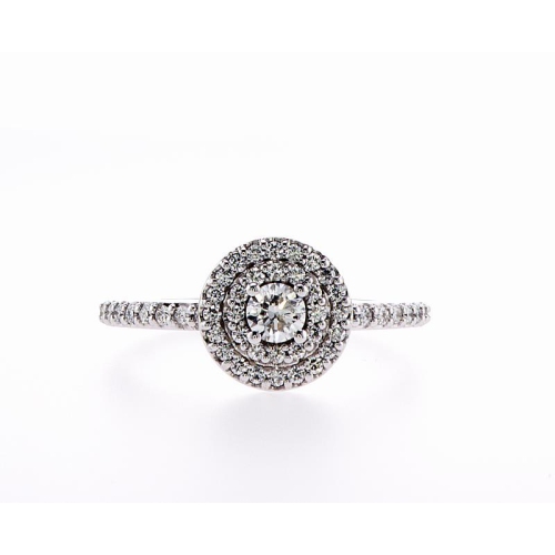 MYDIAMOND  14K Double Halo Bridal Engagement 0.50Ctw Diamond Ring- Size 7 In Multicolor