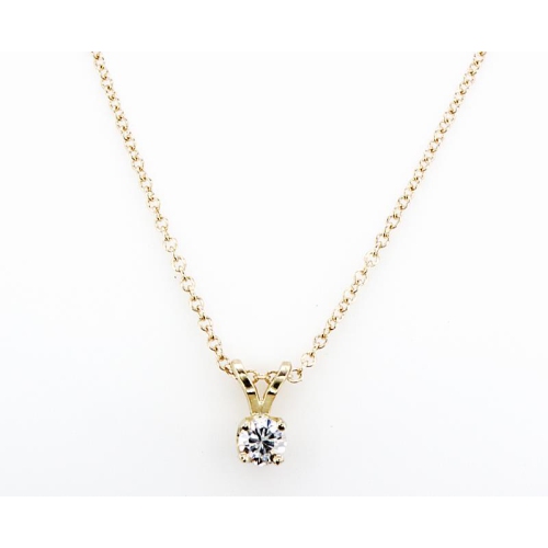 MYDIAMOND  14K Solitaire 0.15Ctw Diamond Pendant Necklace In Multicolor
