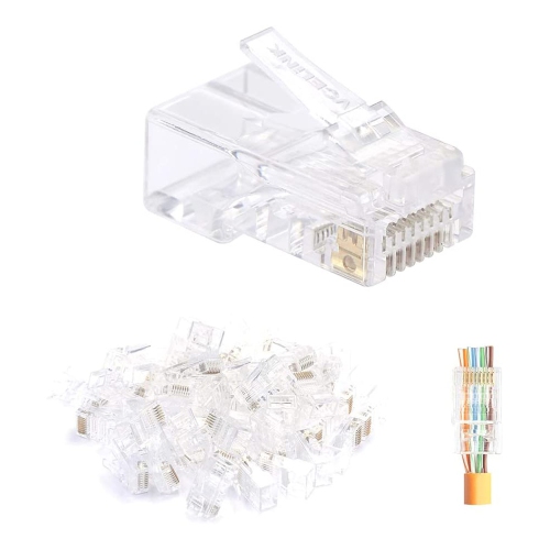 axGear Cat5e Pass Through Connector RJ45 Gold Plated Modular Crystal Head