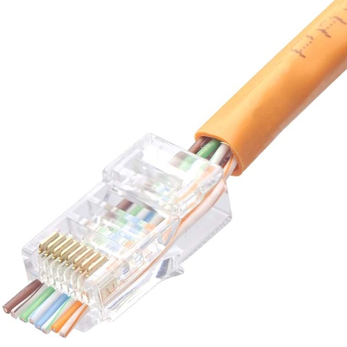 axGear Cat5e Pass Through Connector RJ45 Gold Plated Modular Crystal Head