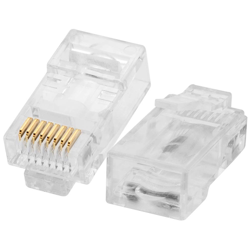 axGear Cat5e Pass Through Connector RJ45 Gold Plated Modular Crystal Head