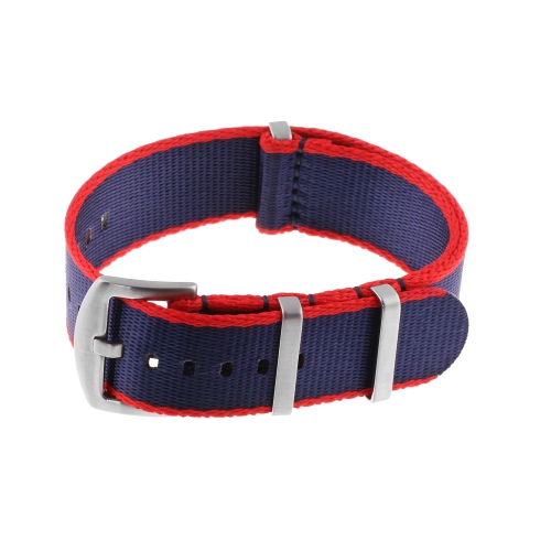 StrapsCo Premium Woven Nylon Seat Belt NATO Watch Band Strap - 20mm - Red & Dark Blue