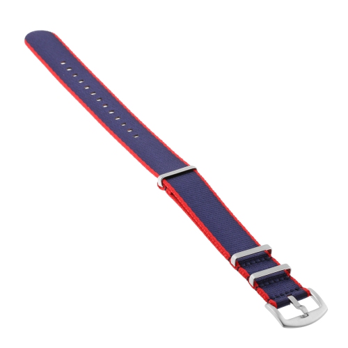 StrapsCo Premium Woven Nylon Seat Belt NATO Watch Band Strap - 20mm - Red & Dark Blue