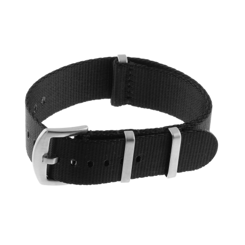 StrapsCo Premium Woven Nylon Seat Belt NATO Watch Band Strap - 24mm - Black