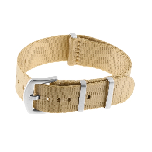 StrapsCo Premium Woven Nylon Seat Belt NATO Watch Band Strap - 24mm - Light Brown