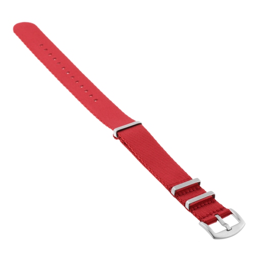 StrapsCo Premium Woven Nylon Seat Belt NATO Watch Band Strap - 20mm - Red