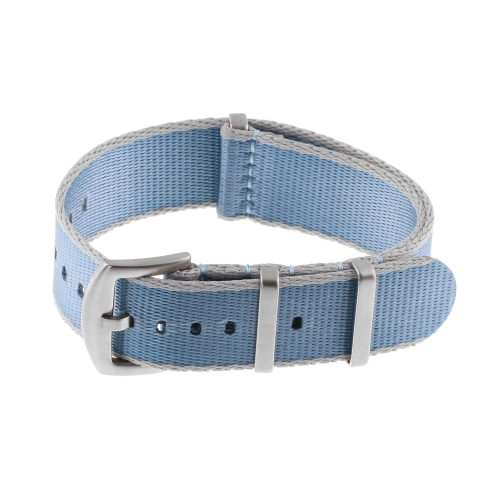 STRAPSCO  Premium Woven Nylon Seat Belt Nato Watch Band Strap - 22MM - Light Grey & In Blue